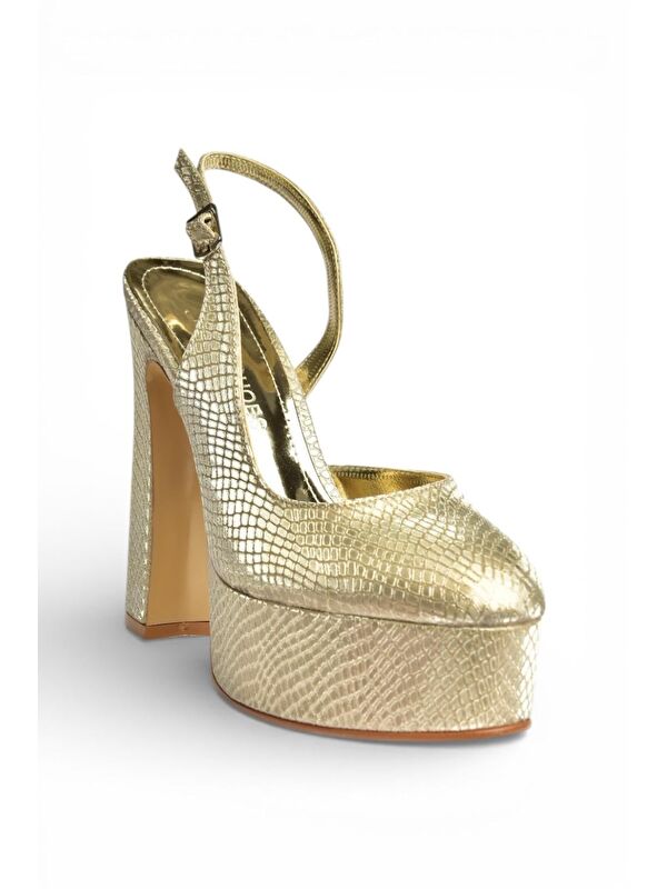 Fox Shoes Altın Kadın Topuklu Ayakkabı Y246195107