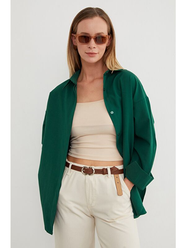 Fullamoda Basic Yırtmaçlı Oversize Gömlek