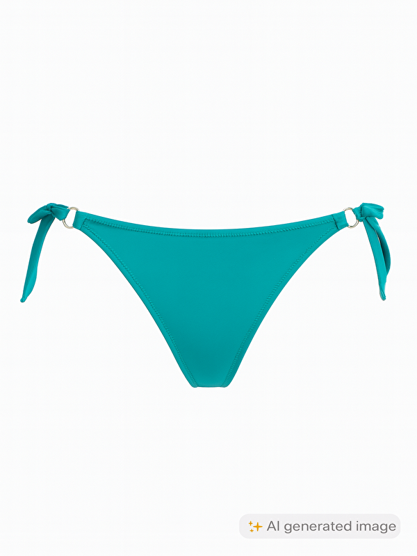 United Colors Of Benetton Kadın Mavi Parlak Elastanlı Detaylı Yandan Bağlamalı Brezilya Bikini Altı