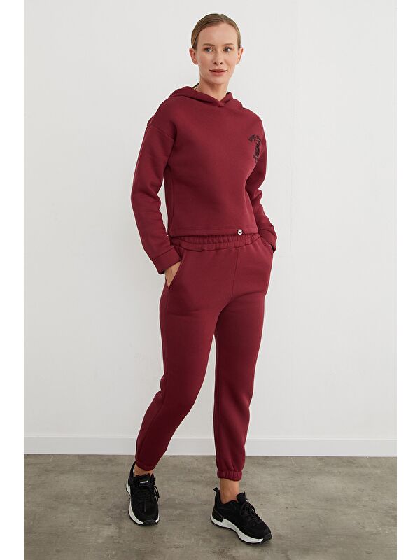 Fullamoda 3 İplik Ayıcık Nakışlı Kapüşonlu Jogger Eşofman Takımı