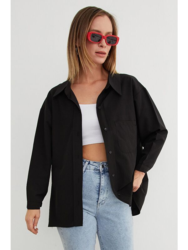 Fullamoda Basic Tek Cepli Oversize Gömlek