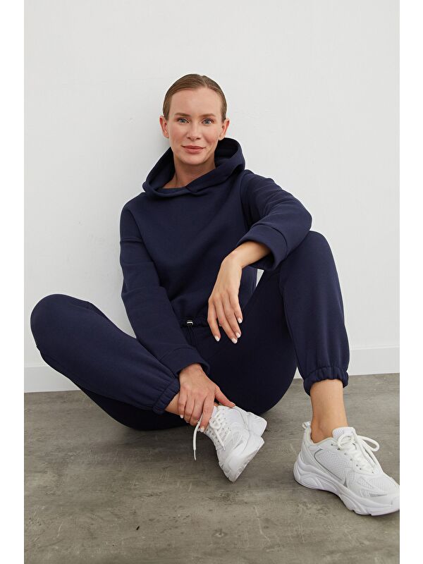Fullamoda 3 İplik Basic Beli Stoperli Kapüşonlu Jogger Takım