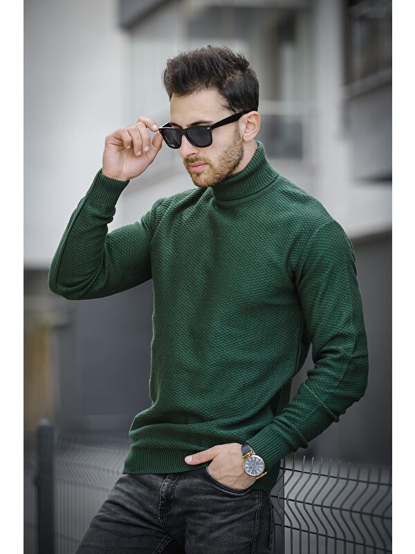 Oksit Seka 500 Slim Fit Petek Örgü Erkek Tam Balıkçı Kazak