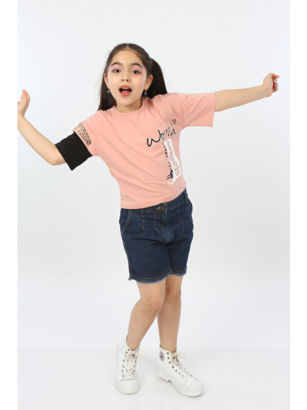 Toontoykids Kız Çocuk World Baskılı Tişört