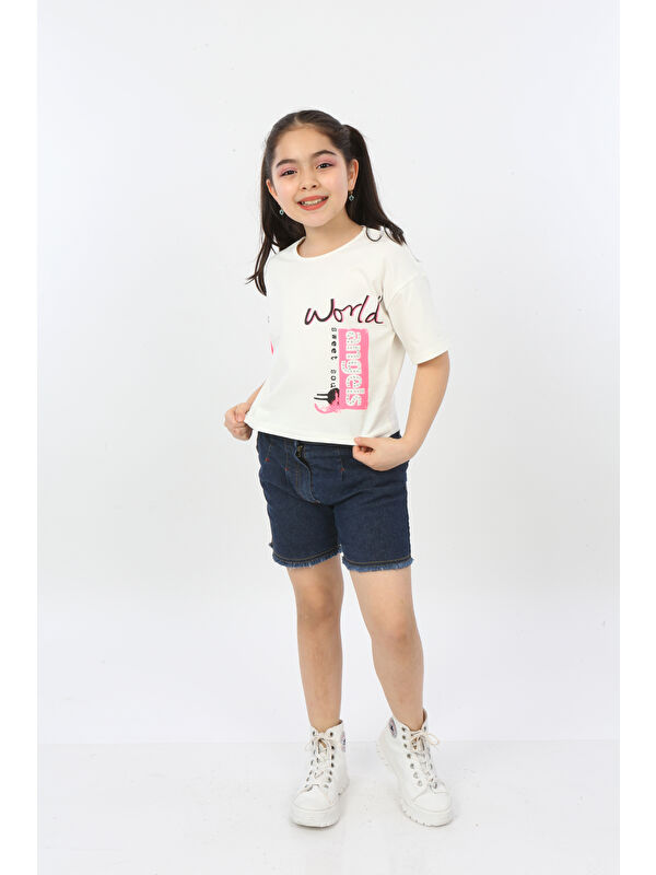 Toontoykids Kız Çocuk World Baskılı Tişört