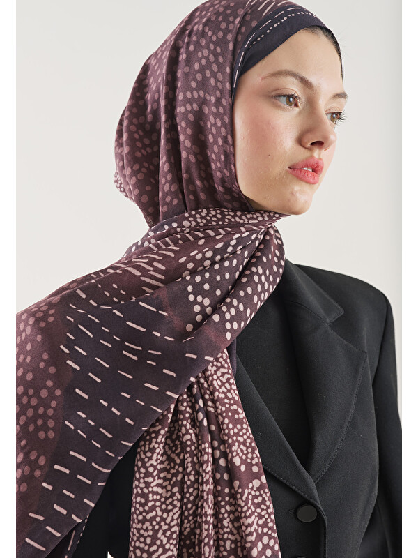Fresh Scarfs Dot Elegance Desen Rami Şal Mürdüm