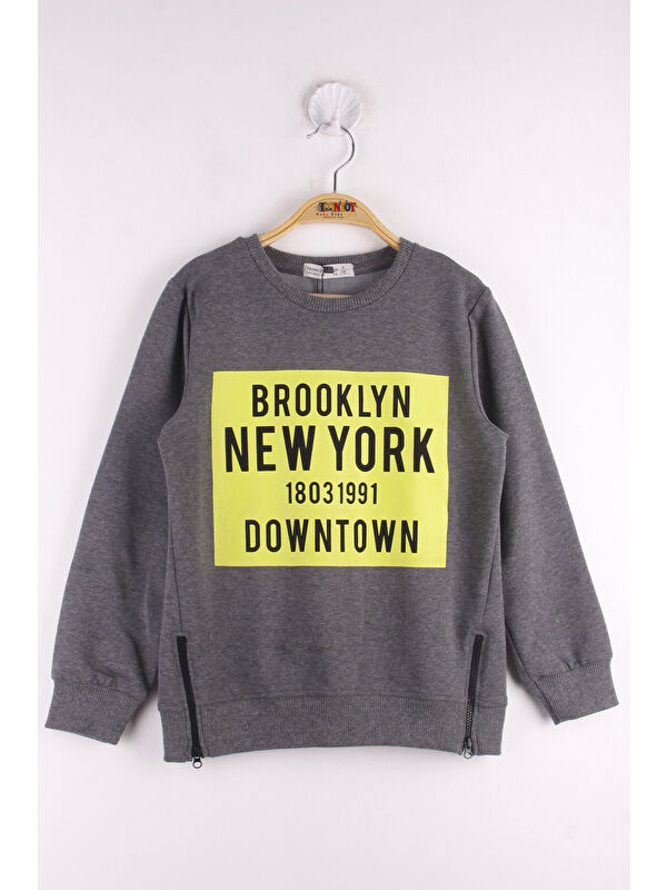 Toontoykids Erkek Çocuk Brooklyn Baskılı Fermuar Detaylı Sweatshirt