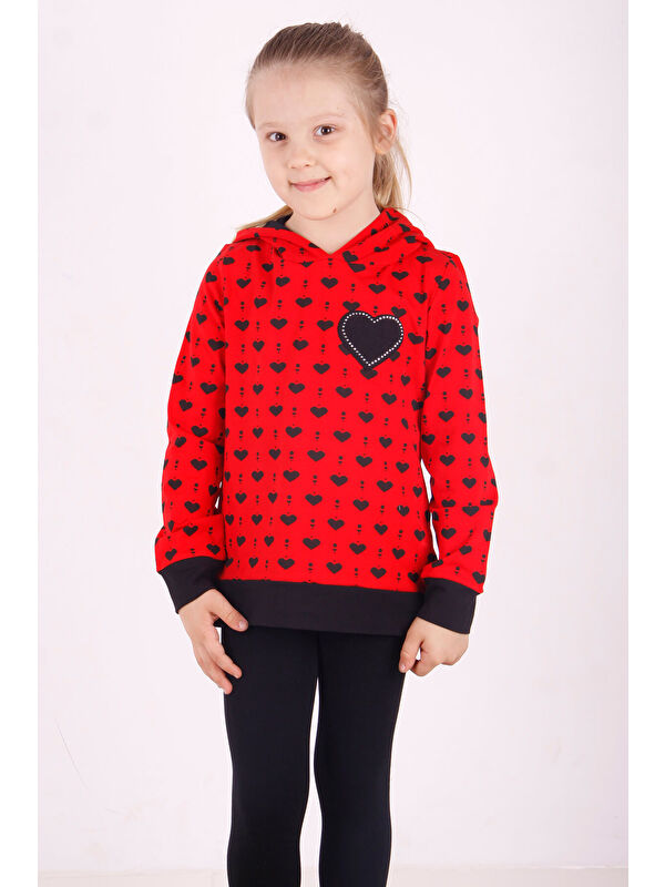 Toontoykids Kız Çocuk Regular Fit Kapüşonlu Baskılı Sweatshirt - 2 İplik