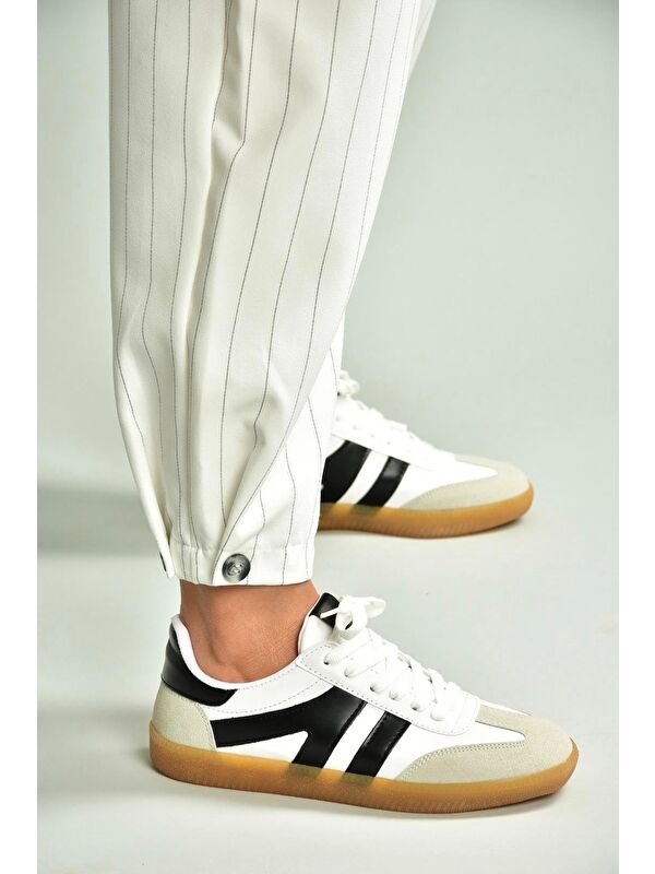 Beyaz_Siyah Kadın Sneaker U6528614 - Görsel 4