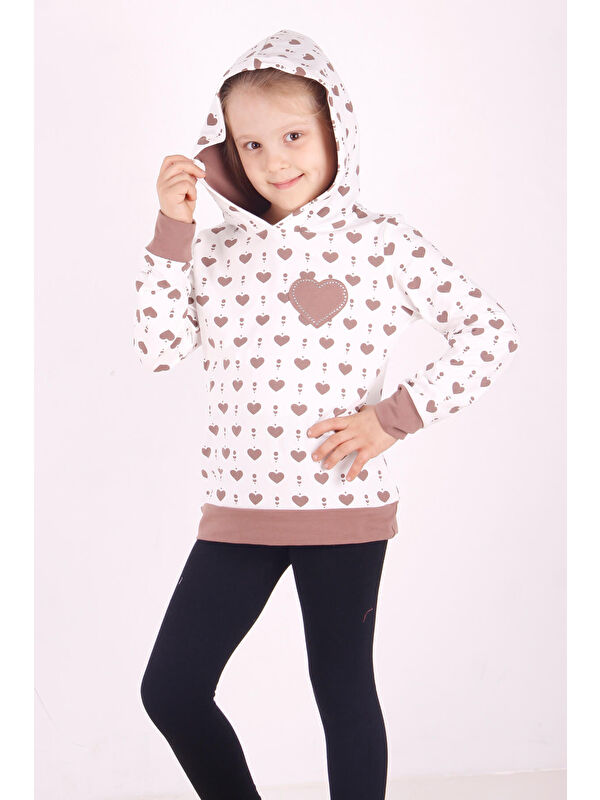 Toontoykids Kız Çocuk Regular Fit Kapüşonlu Baskılı Sweatshirt - 2 İplik