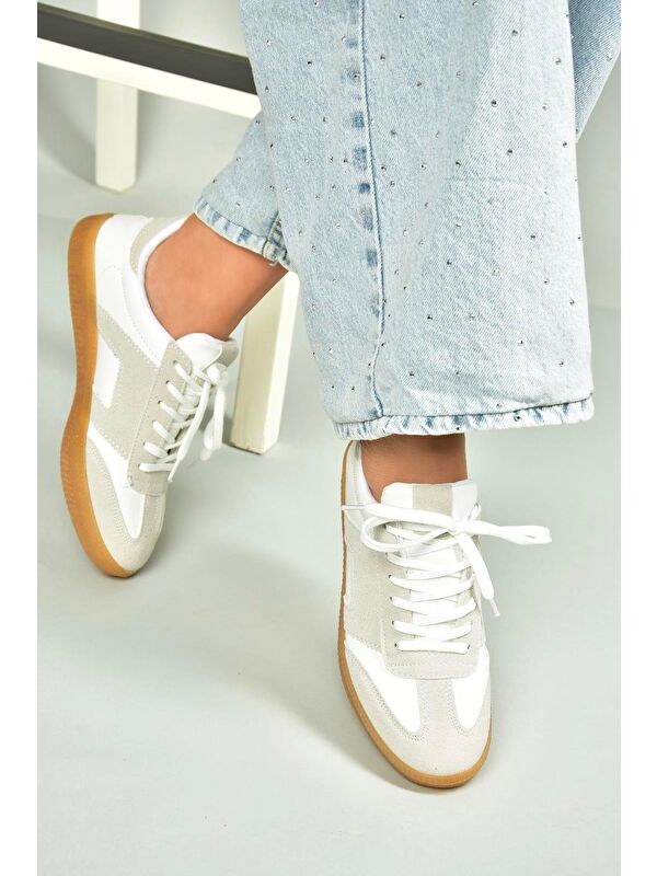 Beyaz_Gri Kadın Sneaker U6528573 - Görsel 2