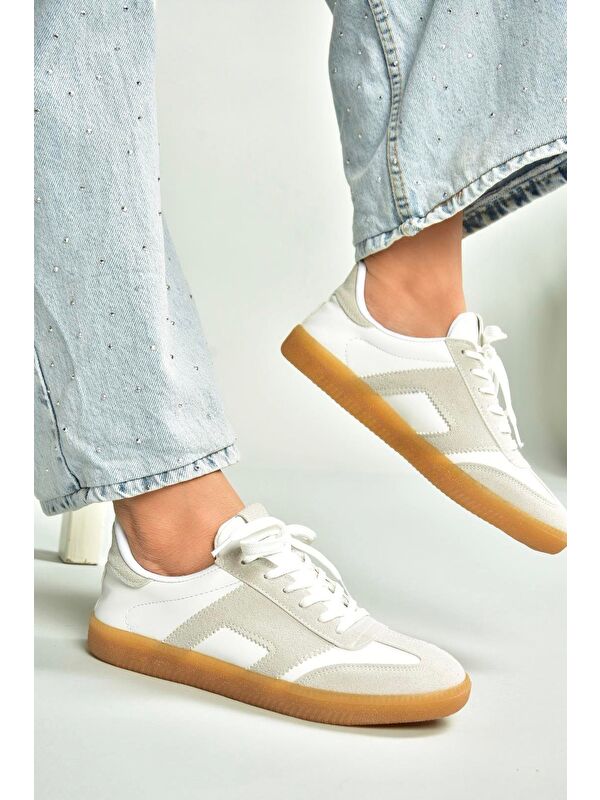 Beyaz_Gri Kadın Sneaker U6528573 - Görsel 3