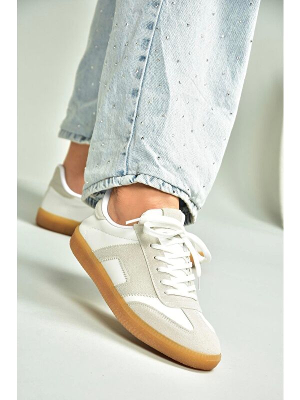 Beyaz_Gri Kadın Sneaker U6528573 - Görsel 5