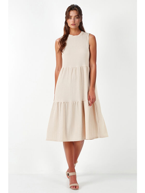 Lela Regular Fit Kolsuz Midi Elbise 5869008