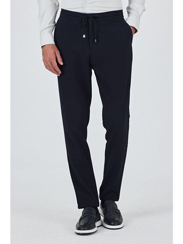 İMZA Koyu Lacivert Esnek Lastikli Yandan Cepli Casual Comfort Fit Jogger Pantolon 1003250210