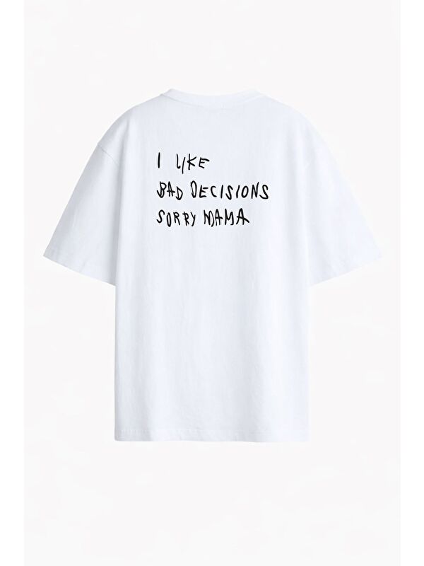 Monila Kadın Premium Kumaş Sırt Baskılı Pamuklu Oversize T-Shirt