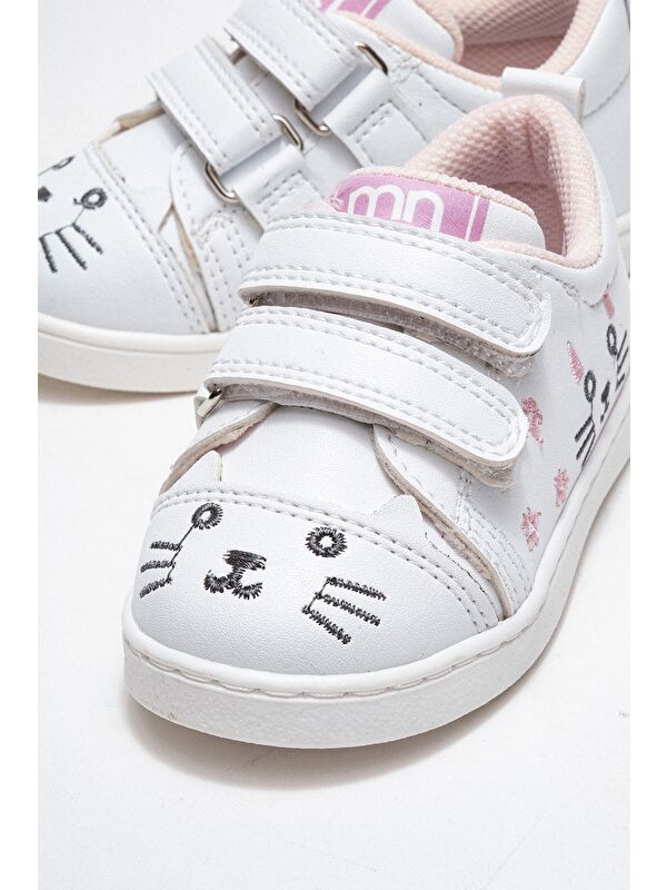 Kız Çocuk Beyaz Kedili Sneaker Ayakkabı - Görsel 3