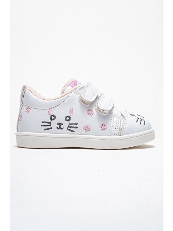 Kız Çocuk Beyaz Kedili Sneaker Ayakkabı - Görsel 5