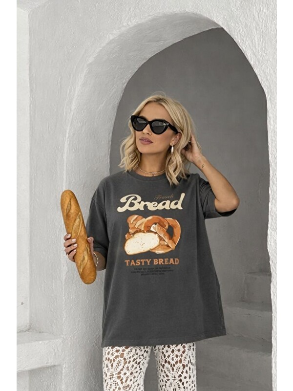 Monila Kadın Premium Kumaş Baskılı Oversize T-Shirt