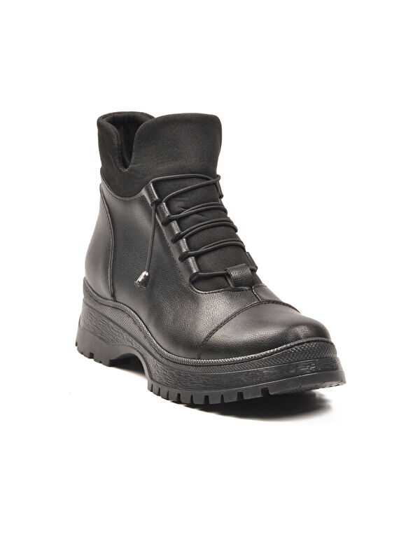 Siyah İçi Polarlı Soğuğa Dirençli Kaymaz Taban Kadın Bot 112 Z - Görsel 5