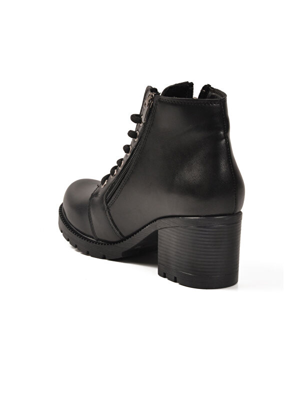 Siyah Bağcıklı Fermuarlı Topuklu Kadın Bot 196 Z - Görsel 5