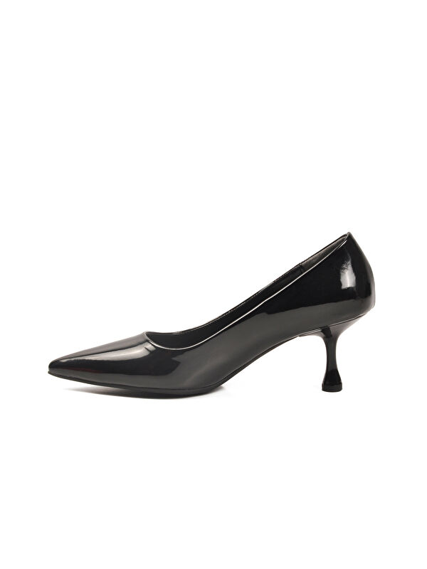 Siyah Rugan Kadın İnce Kısa Topuklu Abiye Ayakkabı 695033 Z - Görsel 5