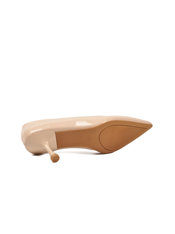 Bej Rugan Kadın İnce Kısa Topuklu Abiye Ayakkabı 695033 Z - Görsel 6