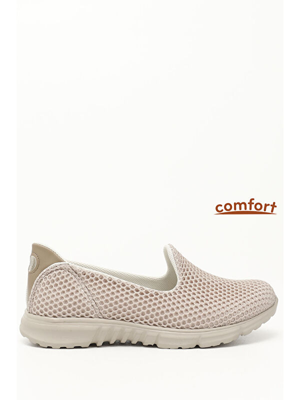 GÖNDERİ(R) Kadın BEJ-CAMEL Triko Memory Foam Tabanlıklı Comfort Sneaker