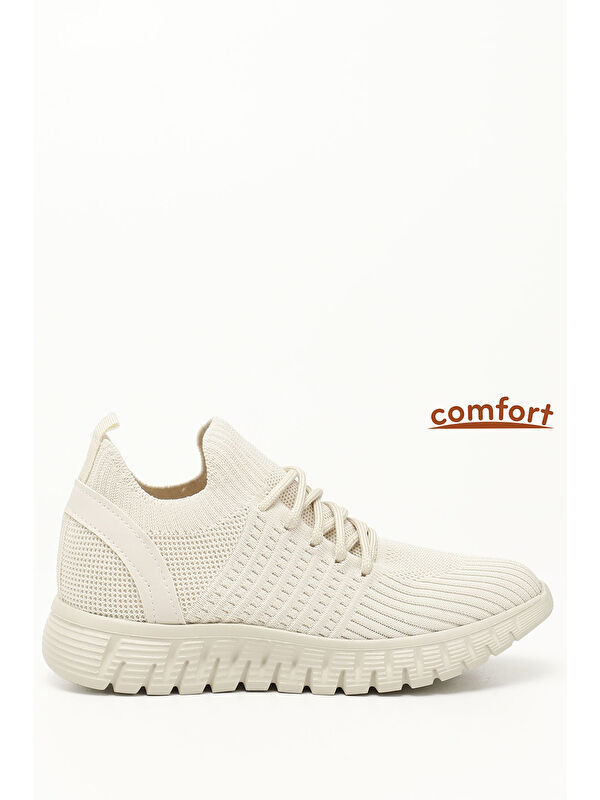 Kadın AÇIK NUDE Triko Bağcıklı Memory Foam Tabanlıklı Comfort Sneaker - Görsel 2