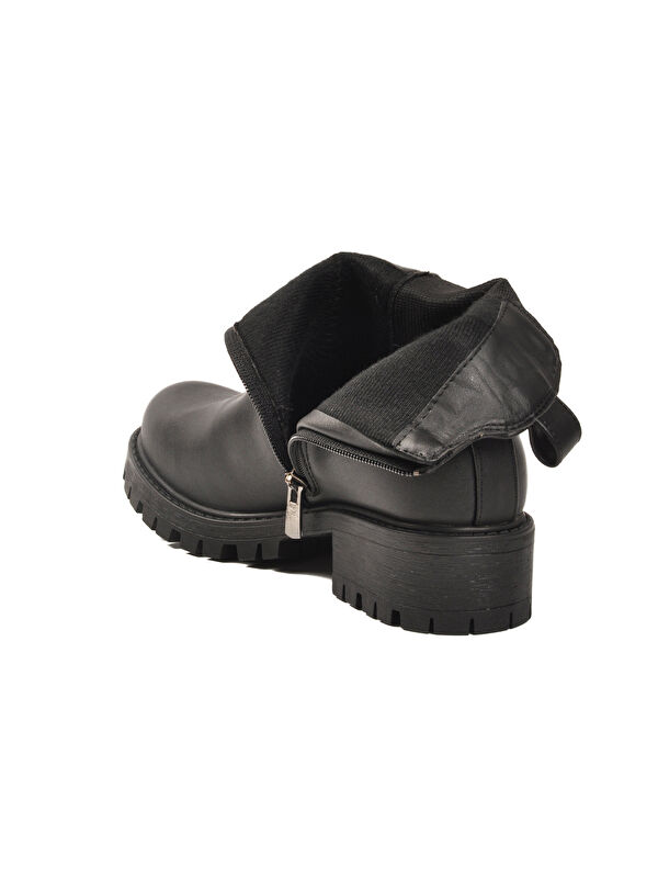 Siyah Bilekten Esnek Polarlı Fermuarlı Kaymaz Kadın Bot 23009 Z - Görsel 5