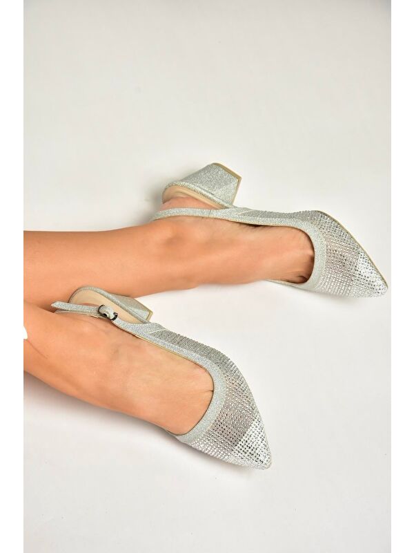 Fox Shoes Gümüş Kadın Topuklu Ayakkabı Y820403014