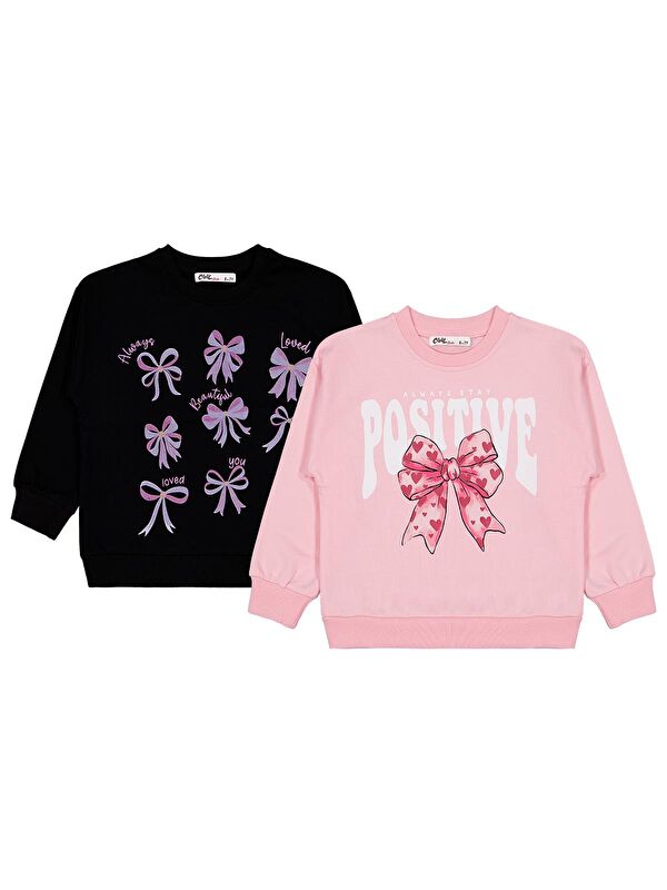 Civil Girls Fiyonk Baskılı 2'li Set 6-9 Yaş Sweatshirt - Standart