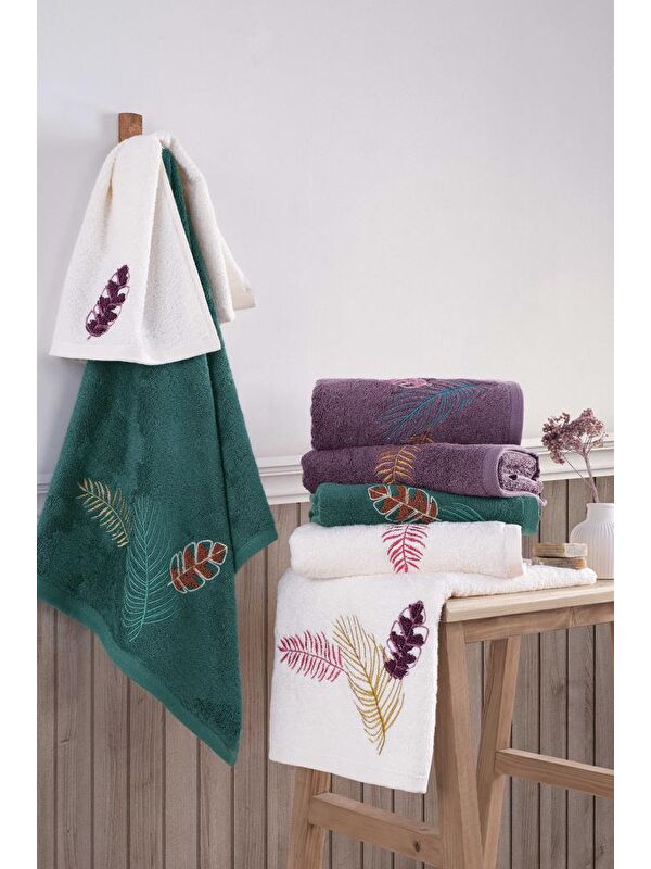 Çeyiz Diyarı Talia Nakışlı Çeyizlik 6lı Bambu El Yüz Havlusu 50x90 Cm