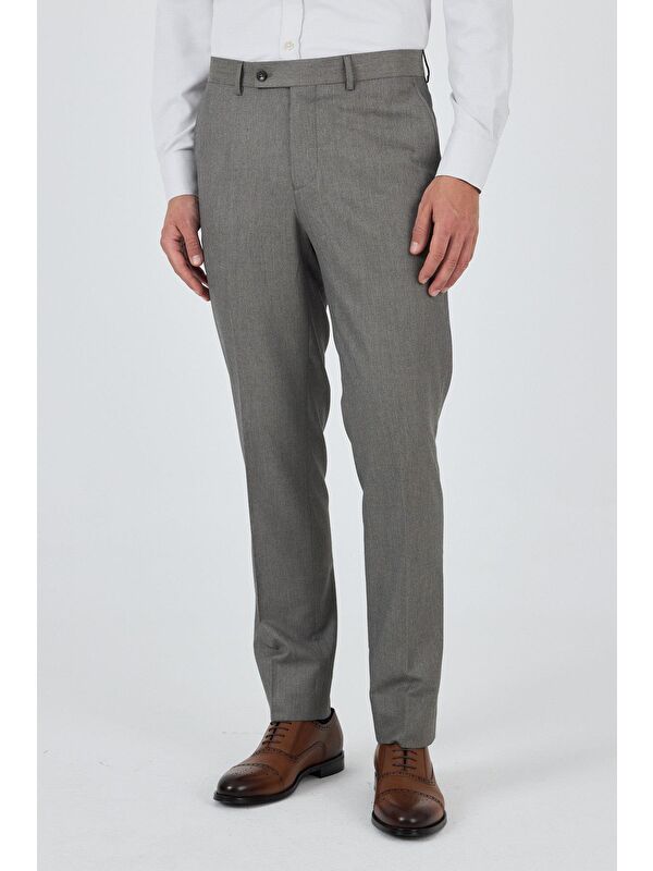 İMZA Bej Esnek Yandan Cepli Comfort Fit Classic Pantolon 1003250154