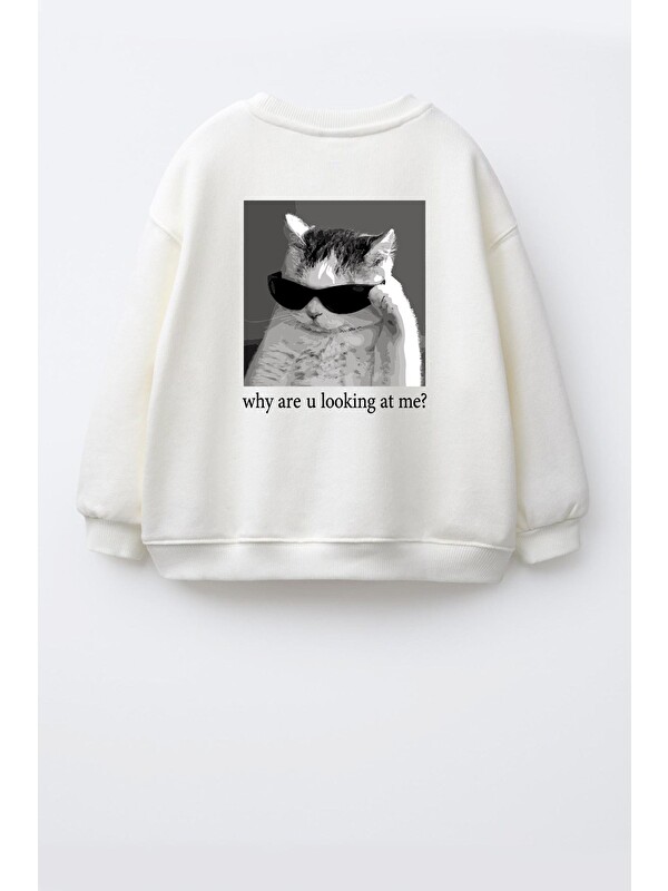 Monila Unisex Çocuk 3 İplik Kumaş  Pamuklu Sırt Baskılı Sweatshirt