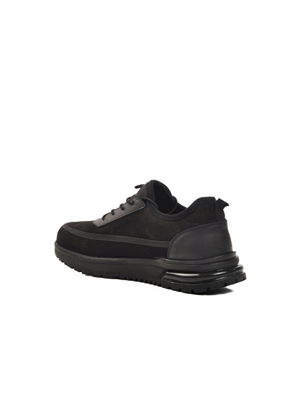 Siyah Nubuk Hakiki Deri Erkek Casual Ayakkabı 241548 M - Görsel 5