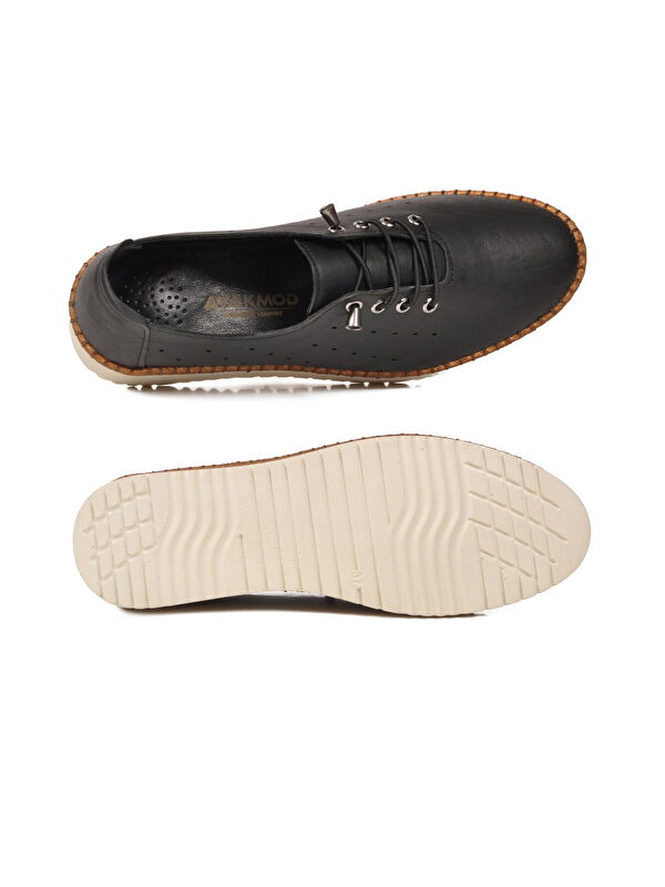 Ayakmod Siyah Ayakmod Hakiki Deri Ortopedik Kadın Casual Ayakkabı 508 Z