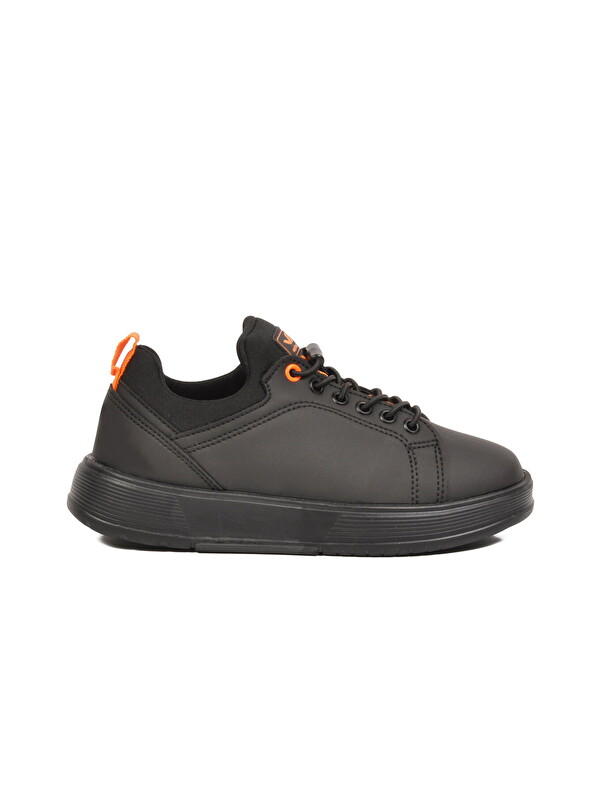 Walkway Siyah-Turuncu Lastik Bağcıklı Comfort Rahat Tabanlı Erkek Çocuk Sneaker Balase F