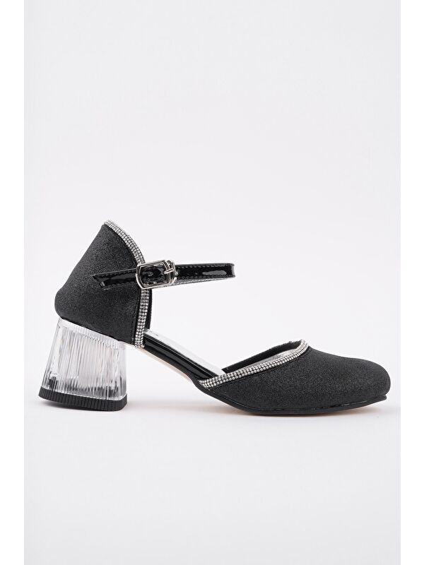 BLOSSOM Bilekten Bağlamalı Simli Işıklı Kız Çocuk Kısa Topuklu Ayakkabı - Görsel 5