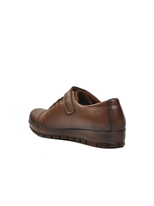 Ceviz Hakiki Deri Ortopedik Kadın Klasik Ayakkabı Road39 - Görsel 5