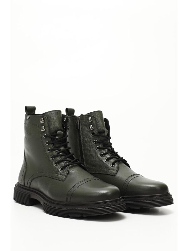 HAKİ Hakiki Deri Fermuarlı Bağcıklı Erkek Postal Bot 81501 - Görsel 3