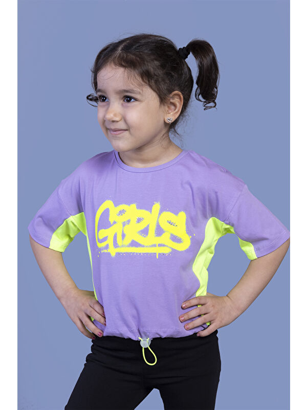 Toontoykids Kız Çocuk Garni Detaylı Baskılı Tişört