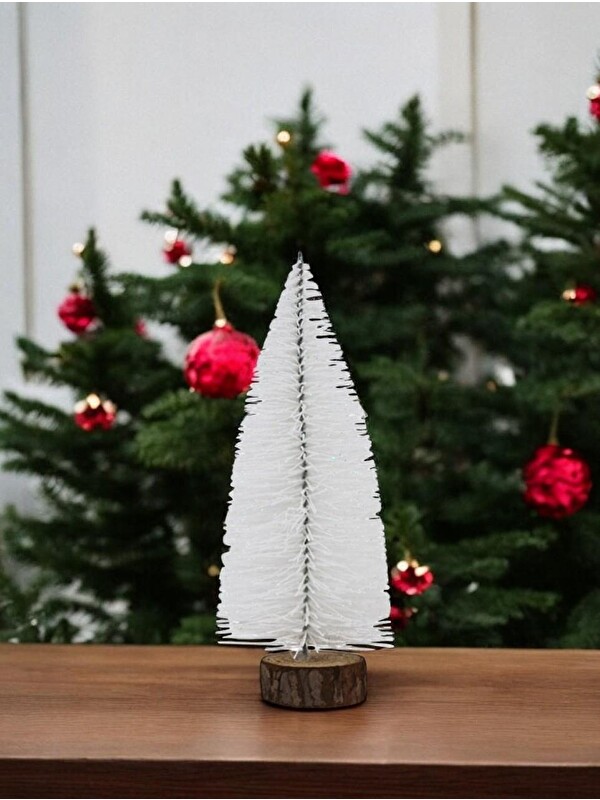 Parti Adresi Mini Yılbaşı Ağacı Dekoratif Simli Çam Ağacı Beyaz 20 Cm