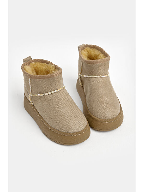 Tonny Black Gri Tonny Black Kalin Poli Çocuk Unisex Taban İçi Kürklü Süet Görünümlü Günlük Bot