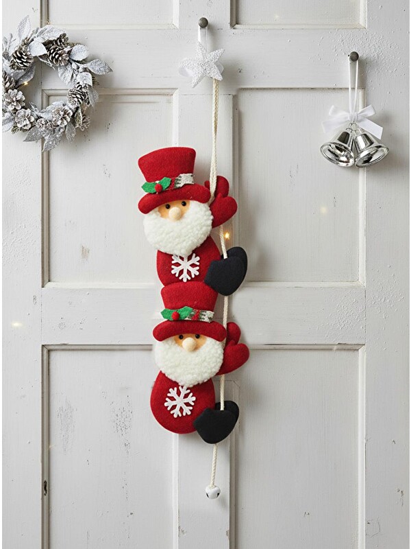 Parti Adresi Yılbaşı Dekor Süsü İpe Tırmanan Noel Baba Asılabilir Dekoratif Süs 56 cm