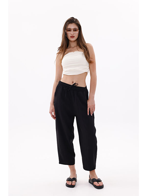 Genius Store Kadın Şalvar Cepli Ayrobin Şalvar Pantolon Ayarlanabilir Beli Lastikli Pantolon KADIN-ŞALVAR