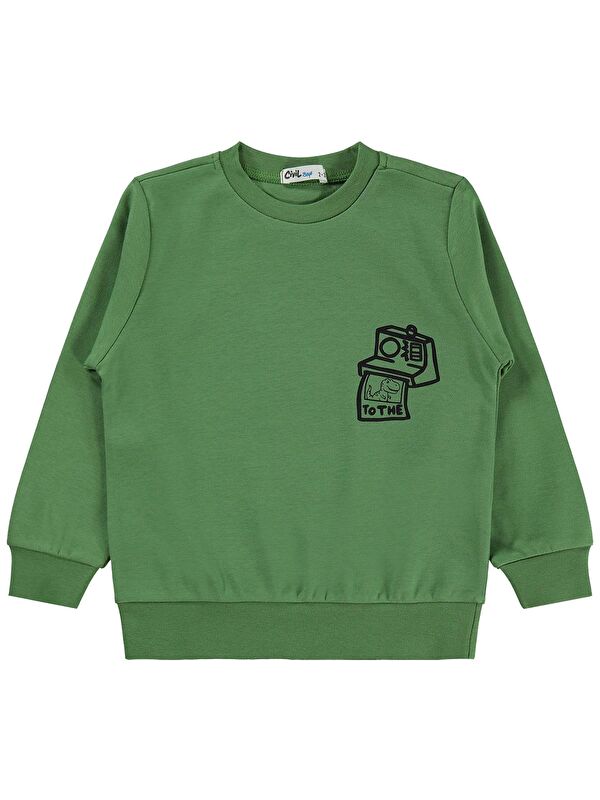 Civil Boys Fotoğraf Makinesi Baskılı 2-5 Yaş Sweatshirt - Yeşil 2-3 Yaş
