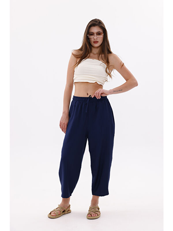 Genius Store Kadın Şalvar Cepli Ayrobin Şalvar Pantolon Ayarlanabilir Beli Lastikli Pantolon KADIN-ŞALVAR