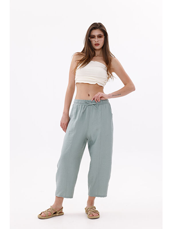 Genius Store Kadın Şalvar Cepli Ayrobin Şalvar Pantolon Ayarlanabilir Beli Lastikli Pantolon KADIN-ŞALVAR
