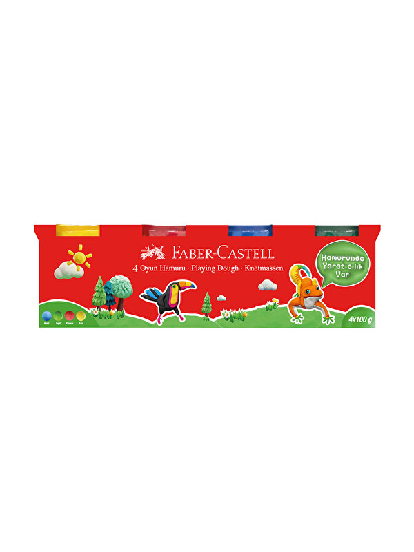 Faber-Castell Oyun Hamuru Klasik 4'lü,Kırmızı,Yeşil,Sarı,Mavi,Canlı Renkler,Yumuşak Hamur,Eğlenceli Hamur Seti